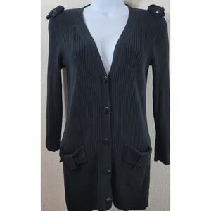 Banana Republic Black Button Up Cardigan Sweater Small Lightweight Long Sleeves